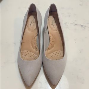 Grey suede dress kitten heels. Never worn.